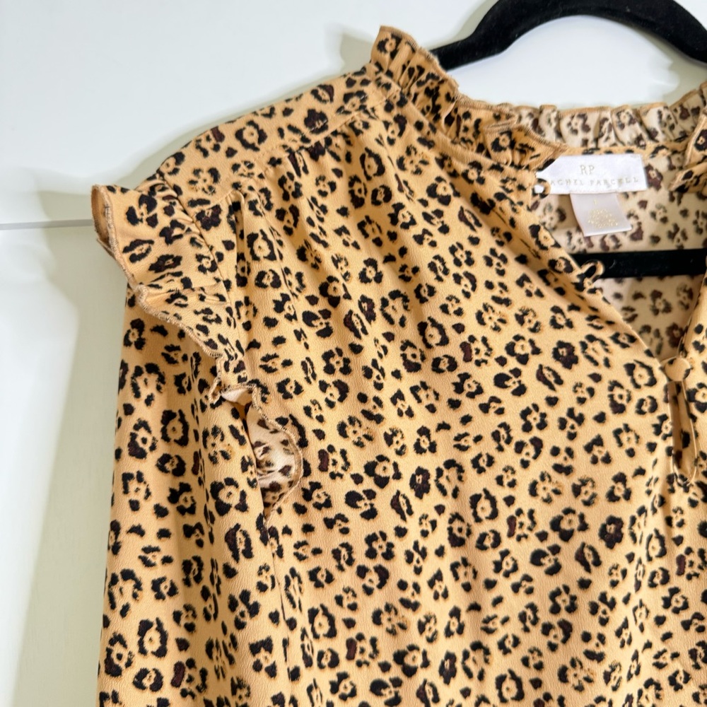 Rachel Parcell cheetah print Ruffle Blouse - Picture 3 of 8